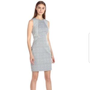 Calvin Klein Women's Blocked Jacquard Sheath Dress, Size 12, Twilight